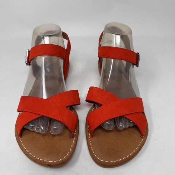 Abound Sandal‎ Woman 9M Red Finn Ankle Strap Fabric Nordstrom Buckle Shoe - Picture 8 of 11